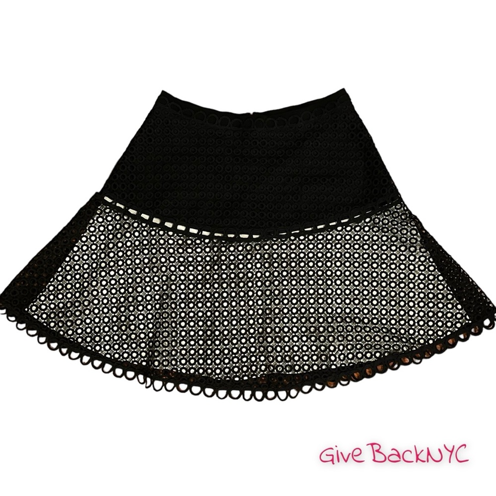 Elie Tahari Black Eyelet A-Line Skirt Size 12